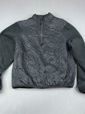 Fabletics The Loft Jacket Mens M Black Quilted 1/4 Zip Fleece Pullover